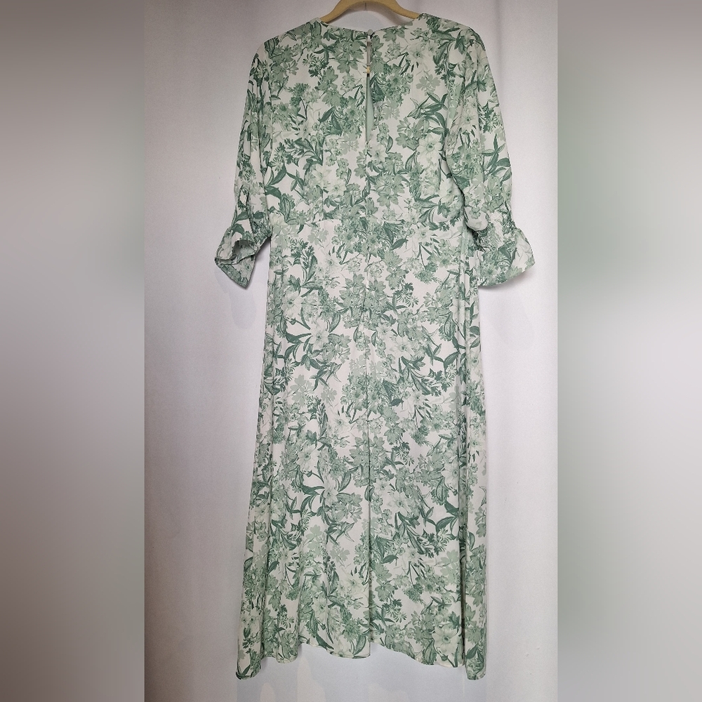 Halogen Green and White Floral Maxi Dress Size M - Picture 6 of 11